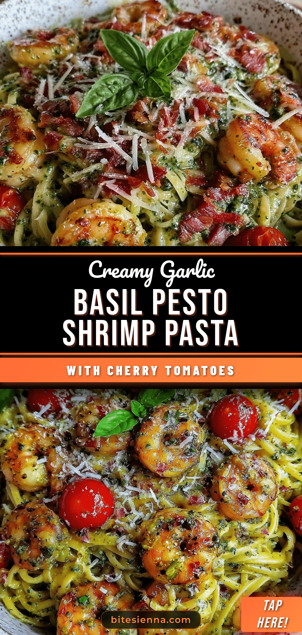 creamy garlic basil pesto shrimp pasta recipe