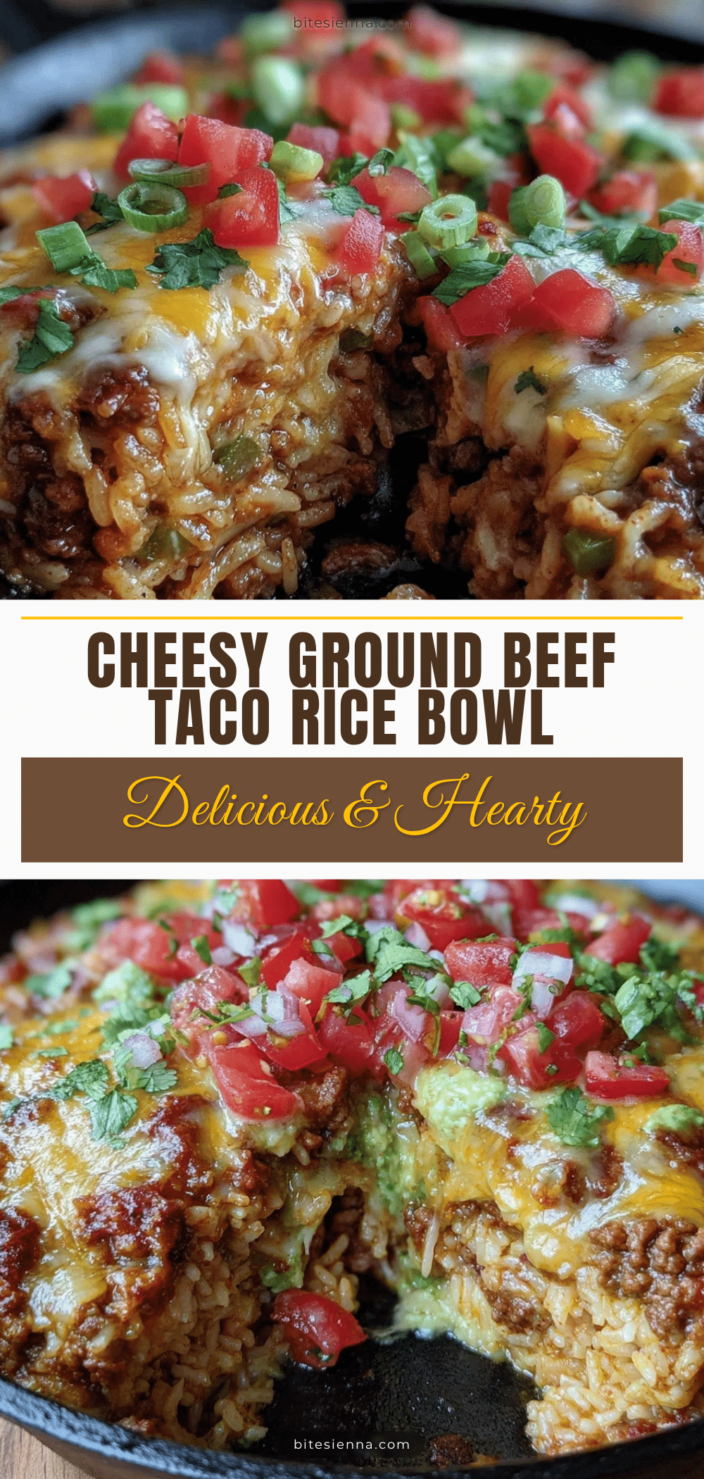 Easy Skillet Cheesy Ground Beef Taco Rice Bowl recipe