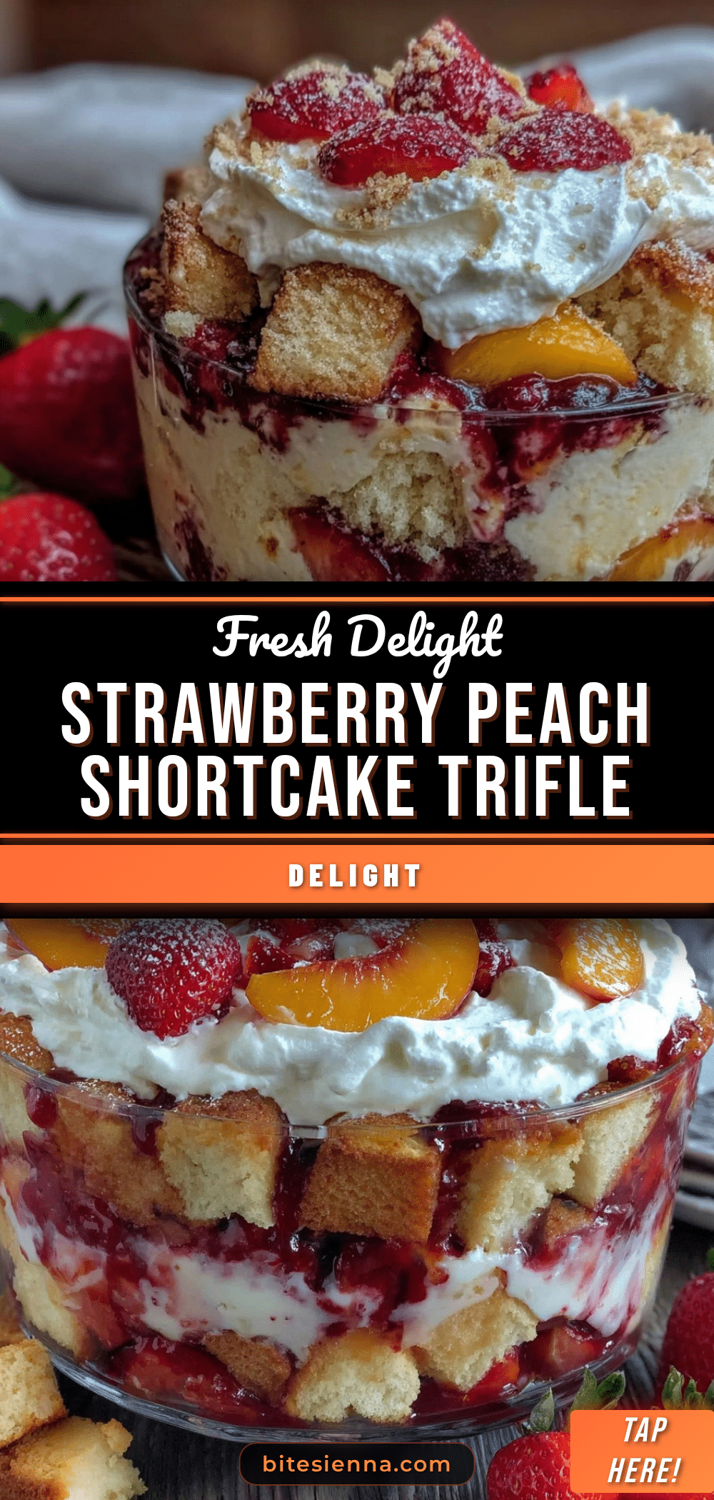 fresh layered strawberry and peach shortcake trifle recipe