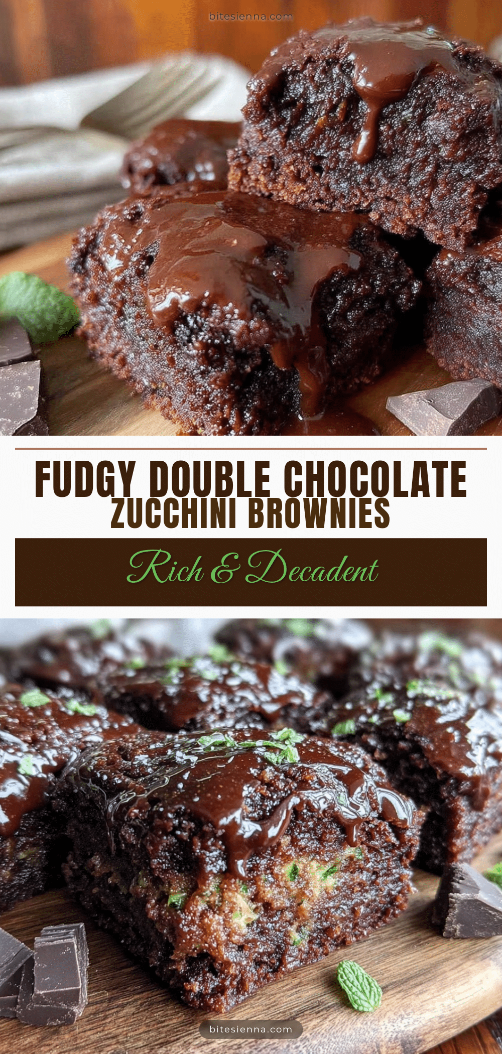 fudgy double chocolate zucchini brownies recipe