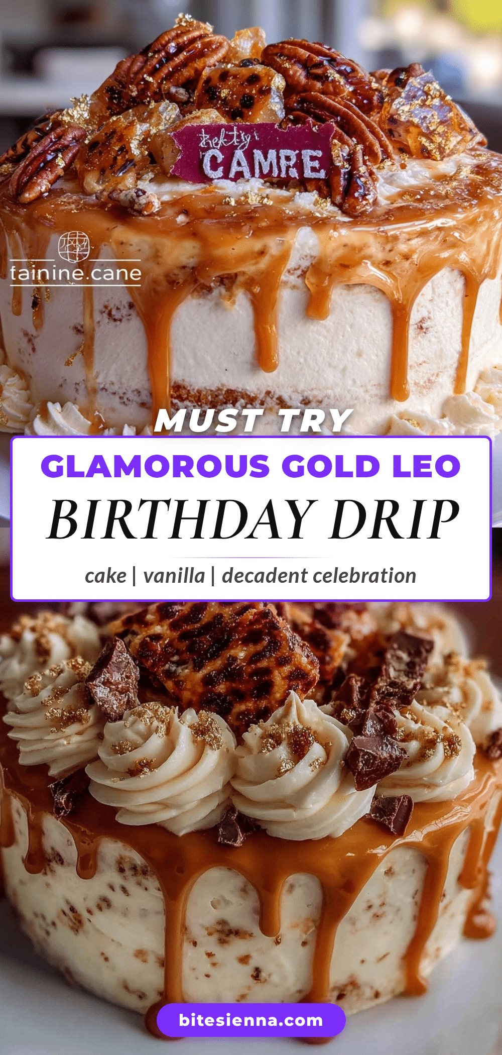 gold and glam leo birthday drip cake recipe