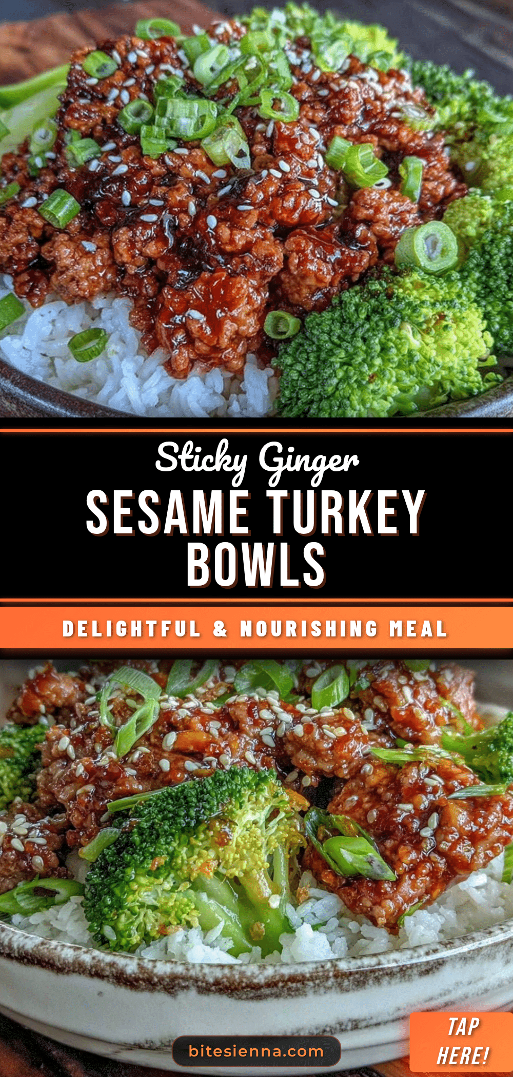 sticky ginger sesame ground turkey rice bowls recipe
