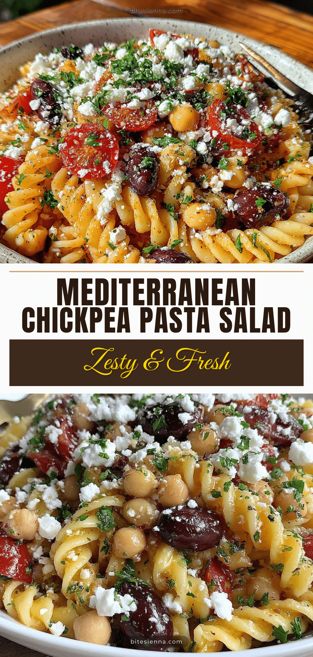 Mediterranean chickpea pasta salad recipe