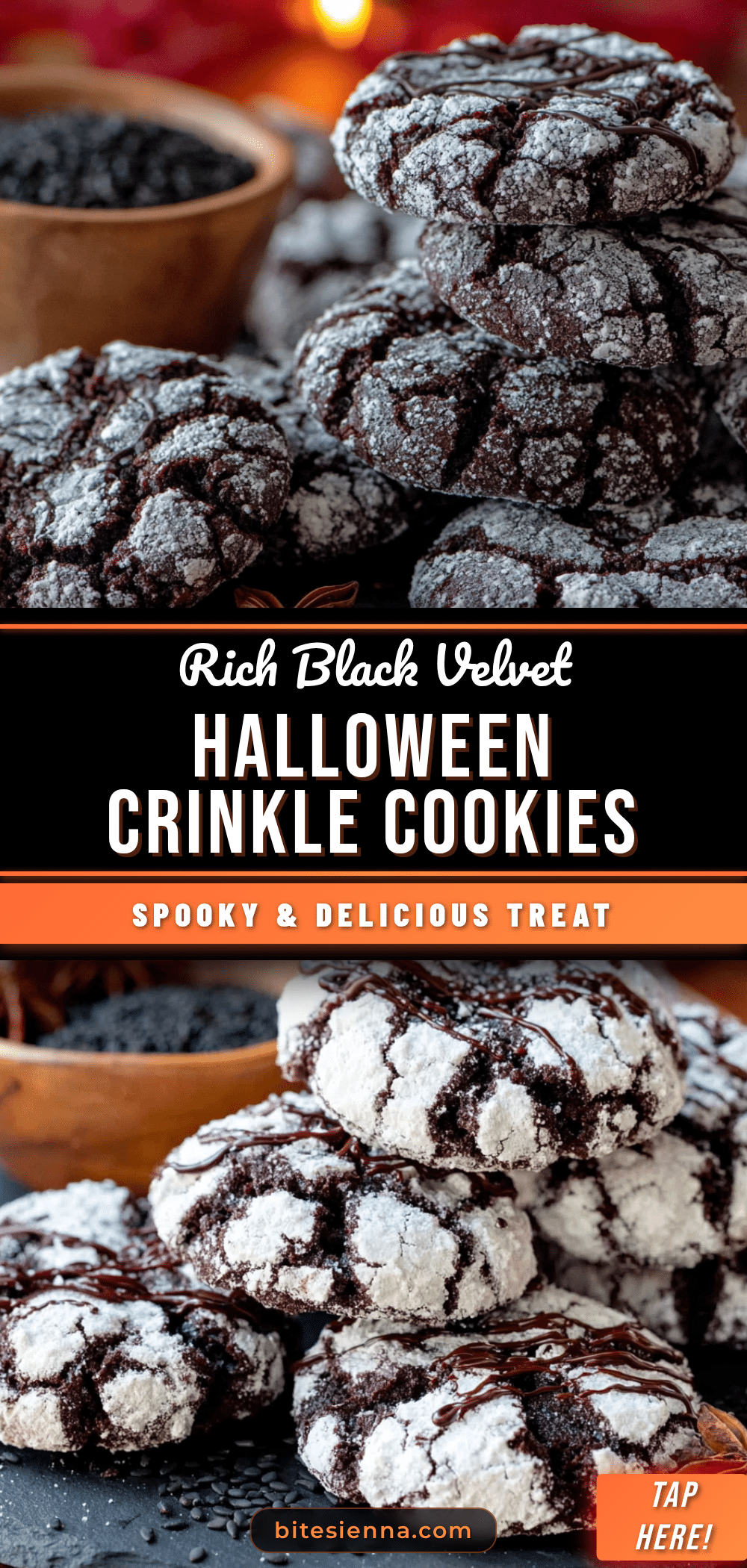 black velvet halloween crinkle cookies recipe