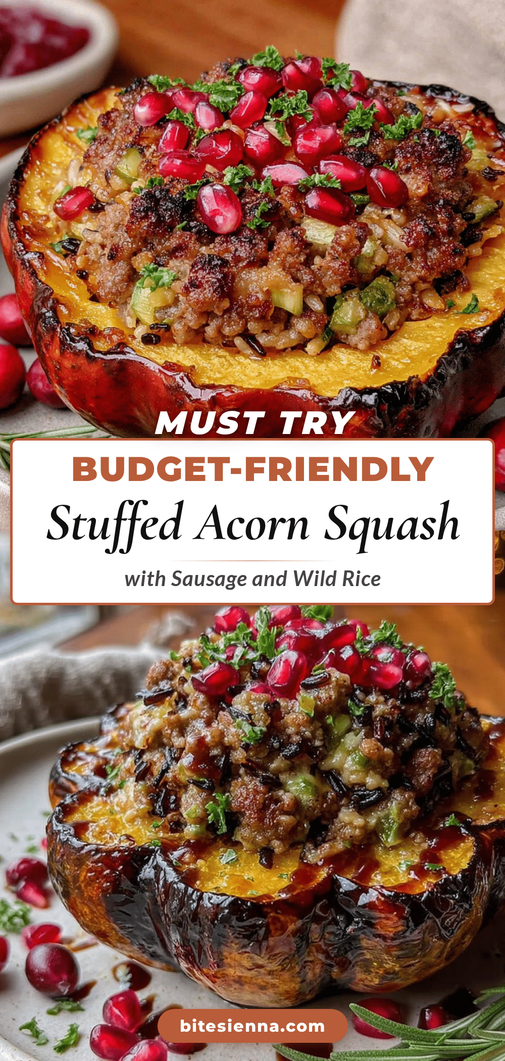Budget-Friendly Stuffed Acorn Squash with Sausage & Wild Rice recipe