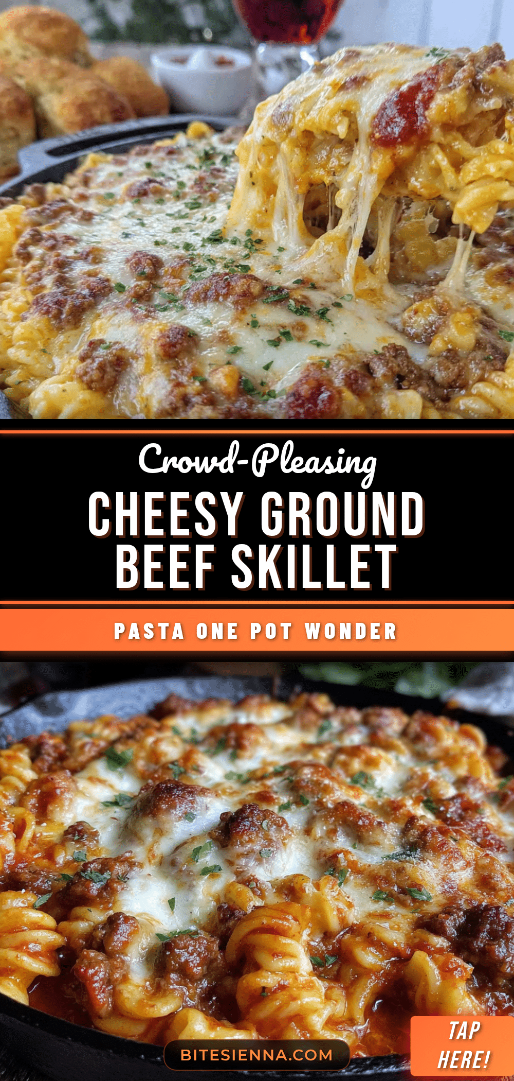 cheesy ground beef skillet pasta recipe