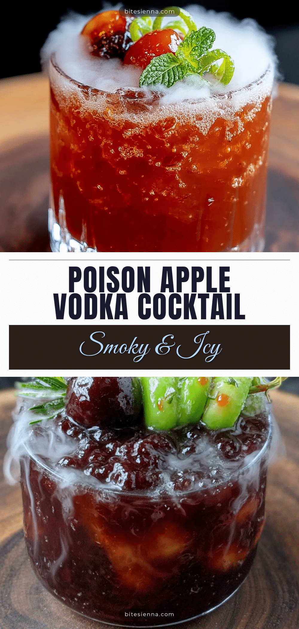 cozy poison apple vodka cocktail with dry ice recipe