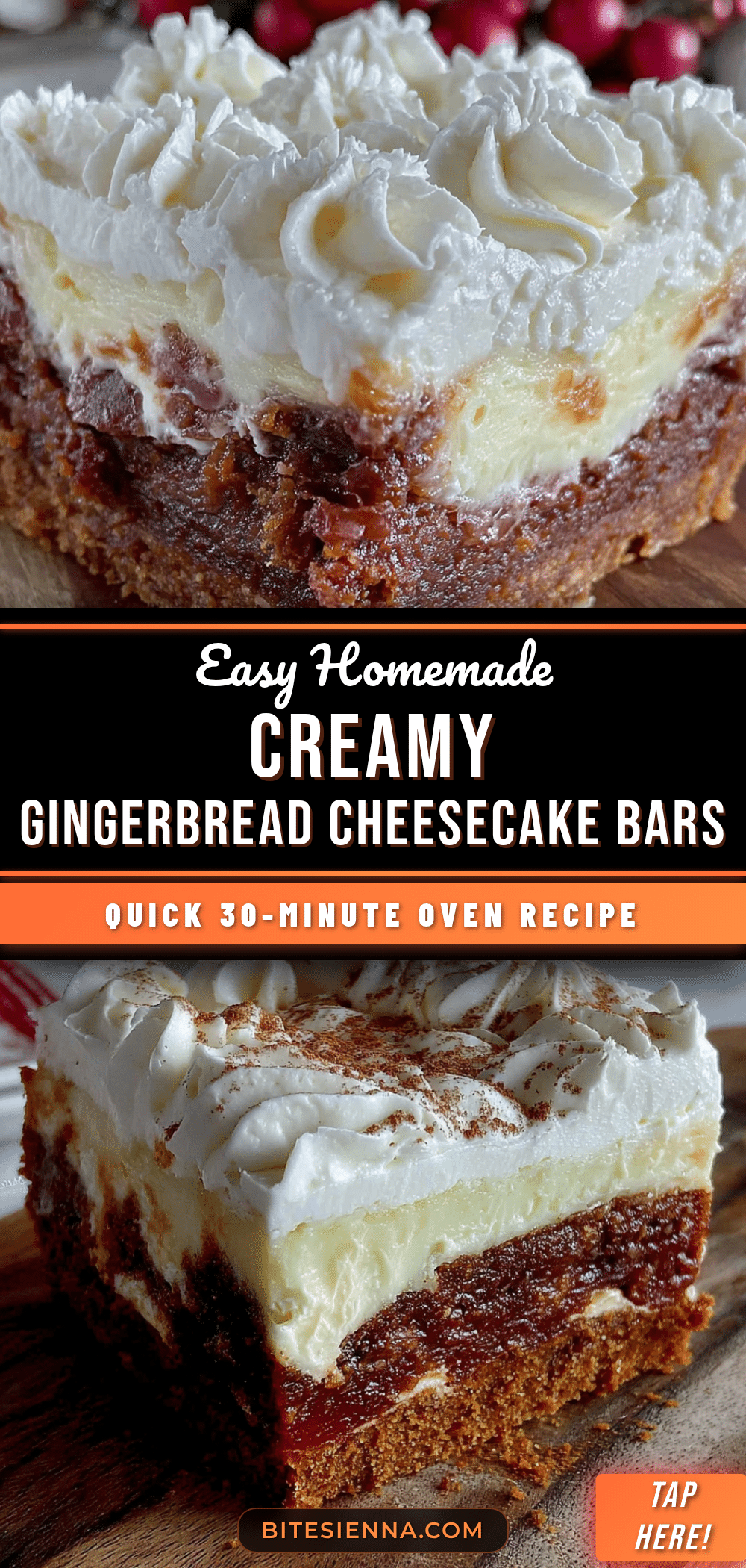 creamy gingerbread cheesecake bars recipe