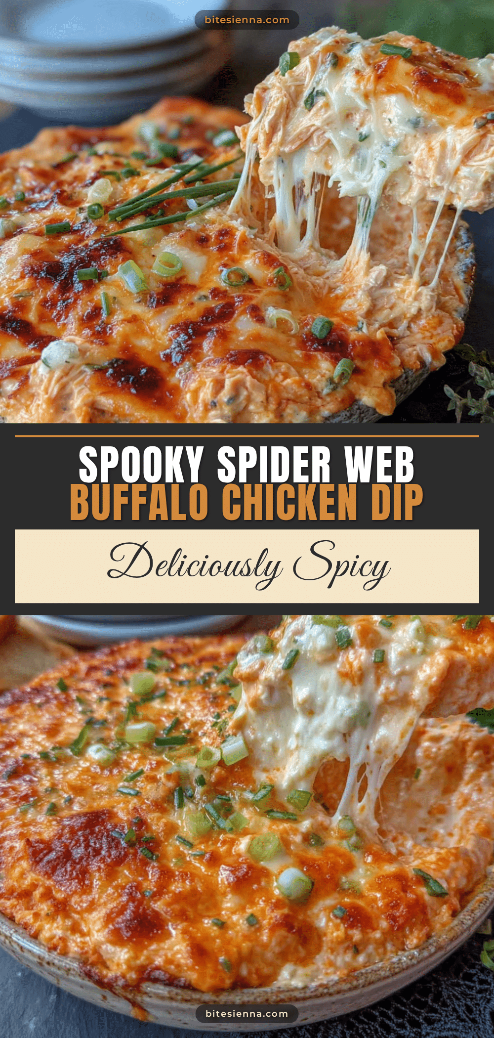 creamy halloween spider web buffalo chicken dip recipe