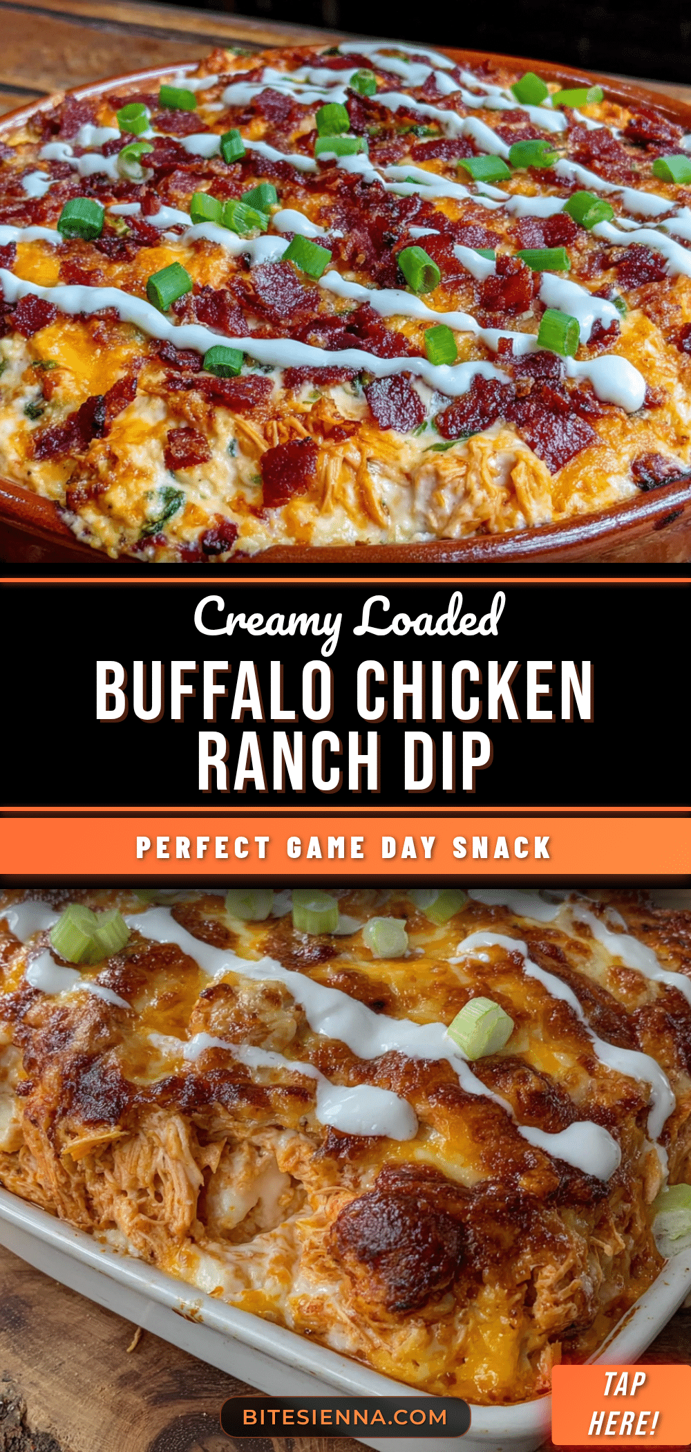 creamy loaded buffalo chicken dip with ranch recipe