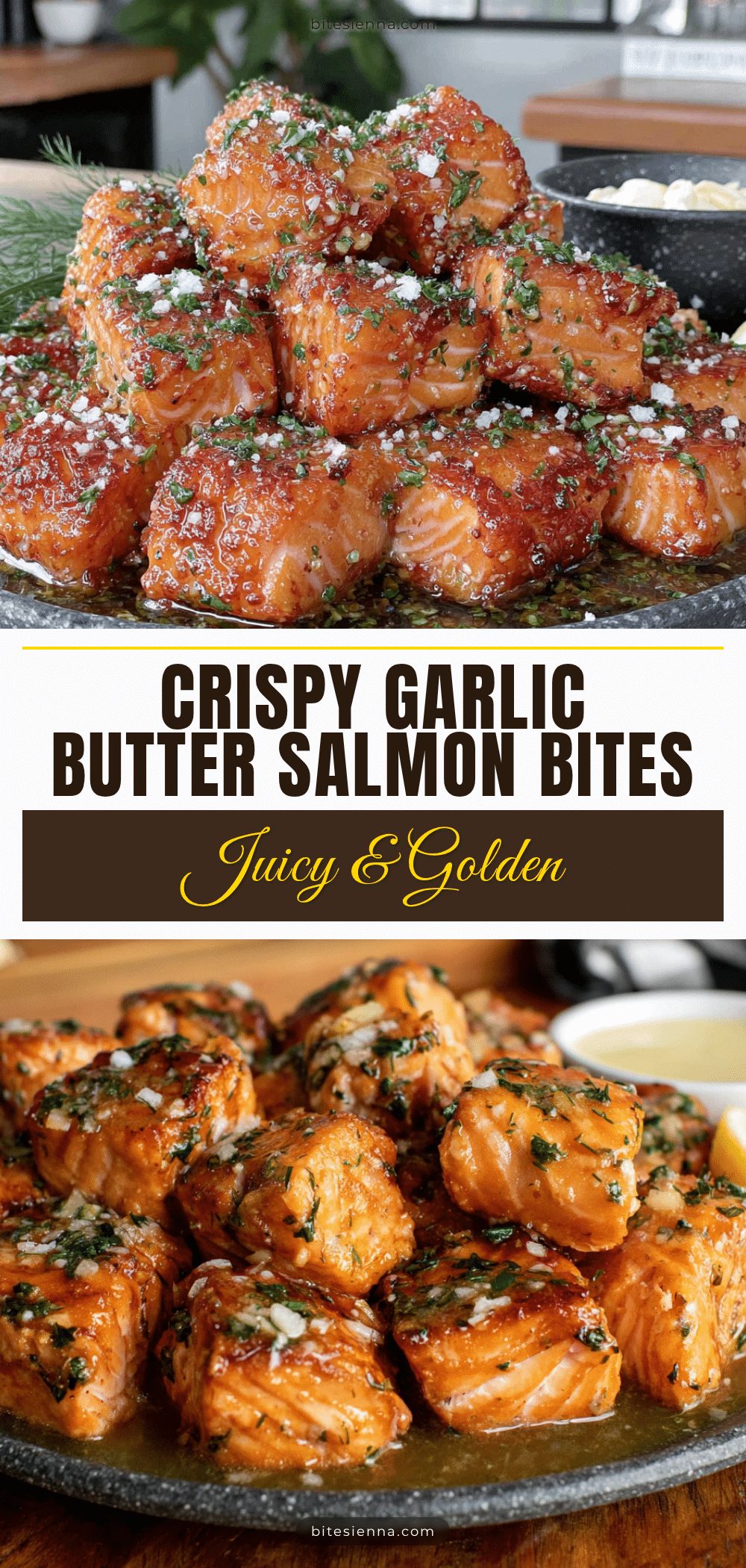 crispy garlic butter salmon bites air fryer recipe