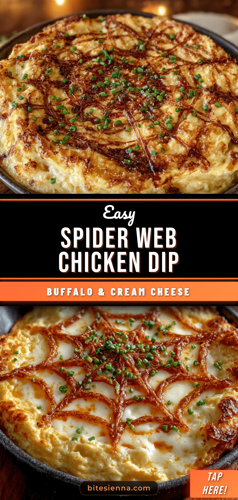 Easy Spider Web Buffalo Chicken Dip recipe