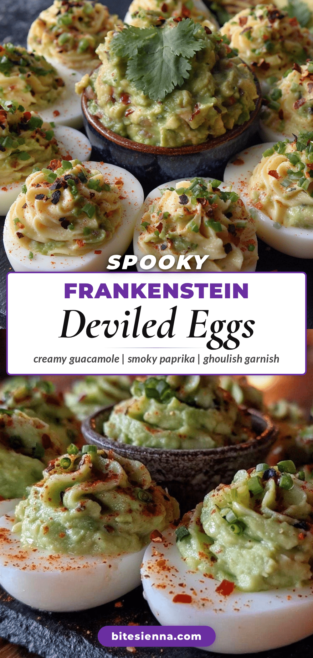 Frankenstein Guacamole Deviled Eggs recipe