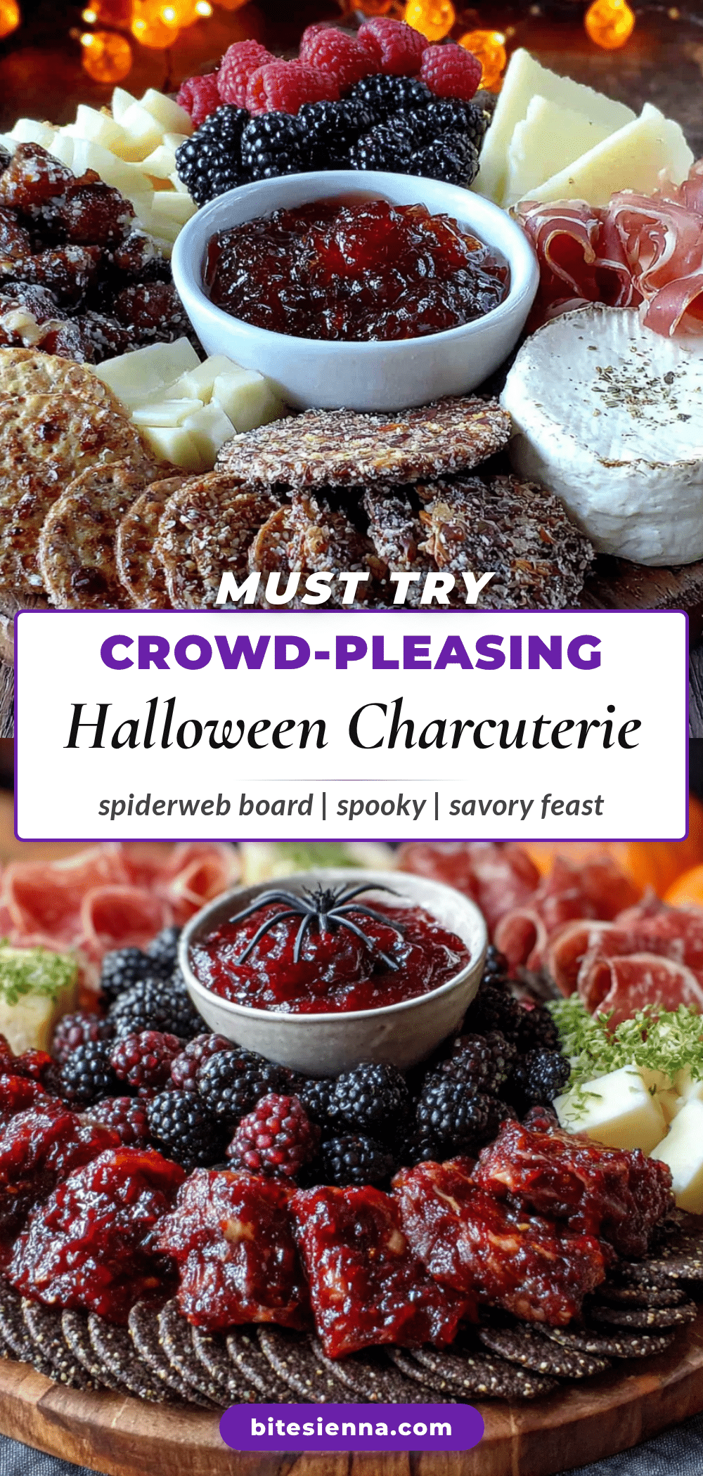 Halloween charcuterie spiderweb board recipe