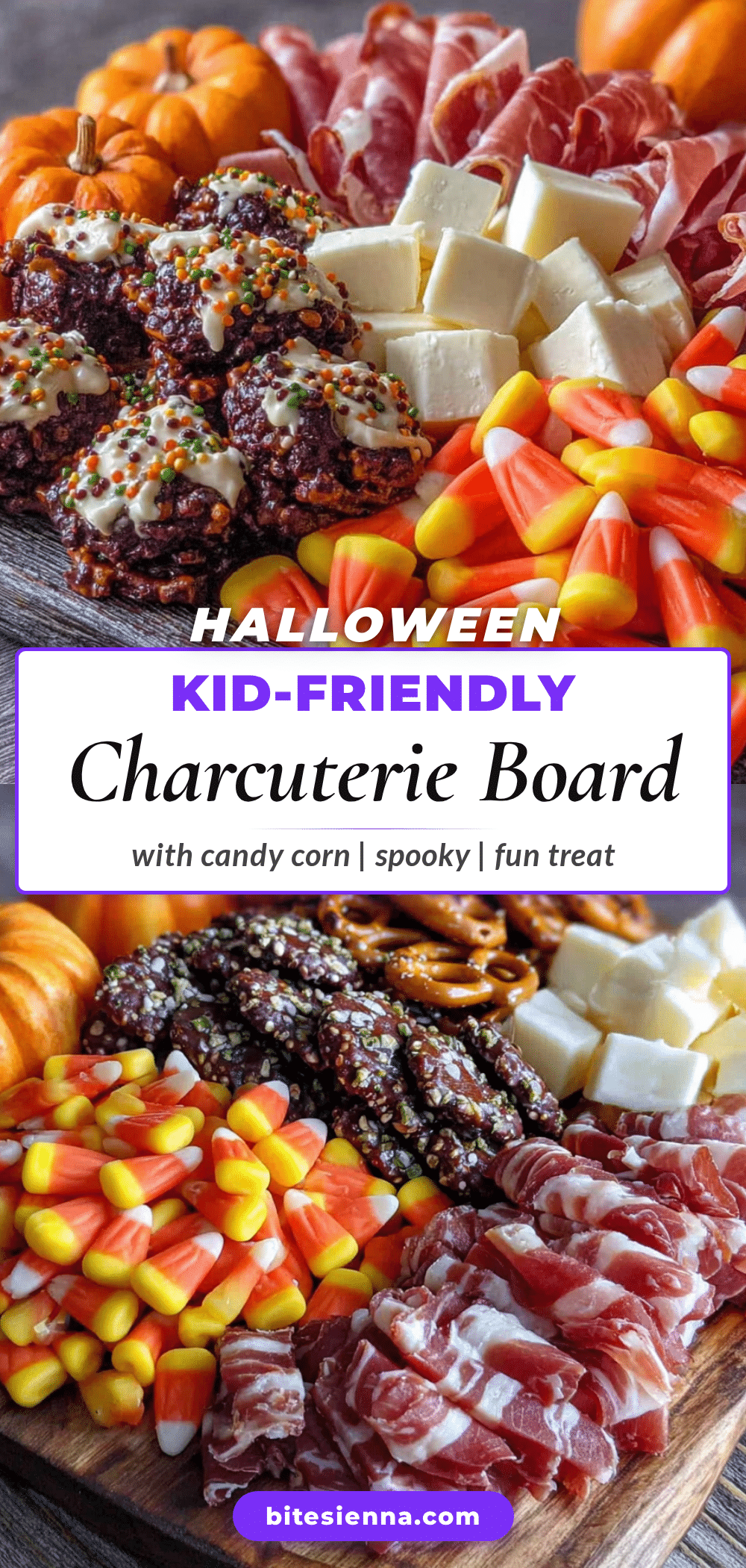kid-friendly Halloween charcuterie board with candy corn recipe