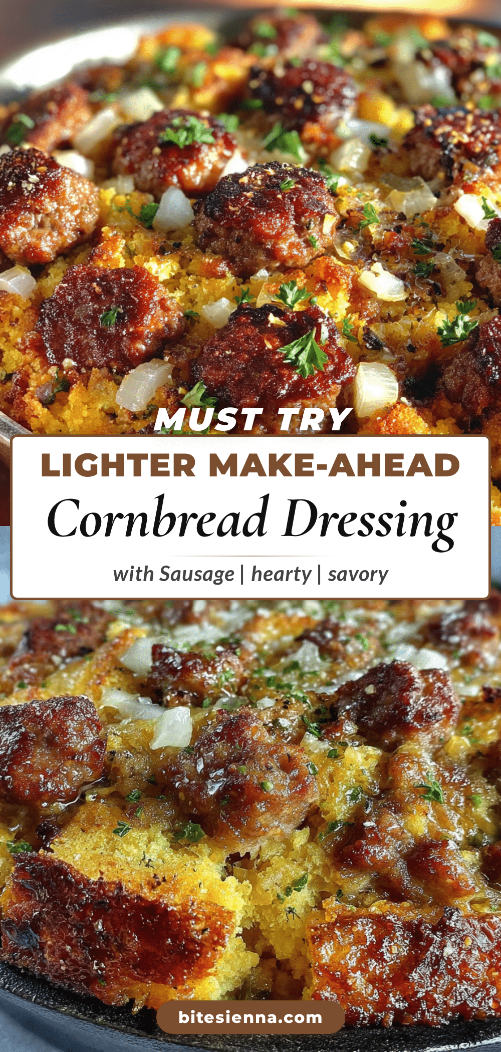 lighter make-ahead cornbread dressing with sausage recipe