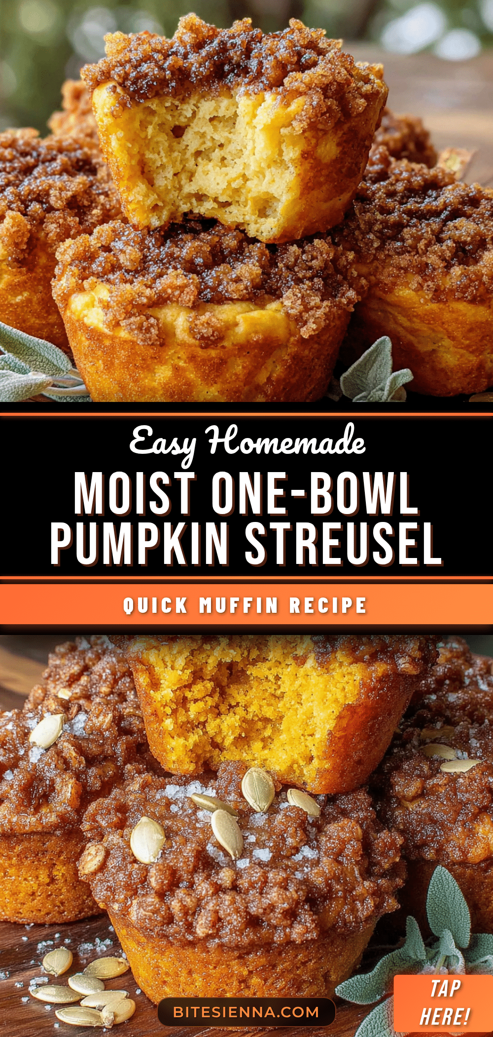 Moist One-Bowl Pumpkin Streusel Muffins recipe