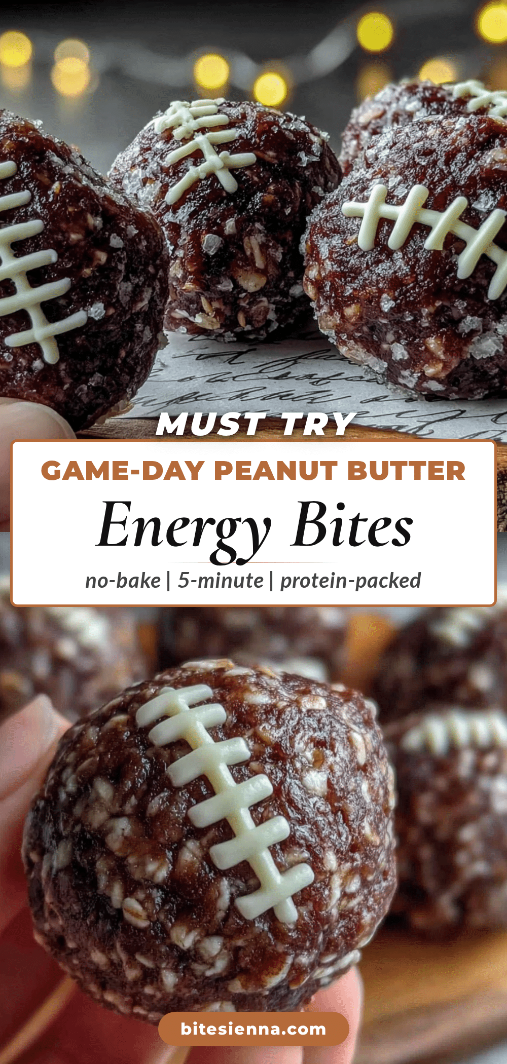no-bake peanut butter football energy bites recipe