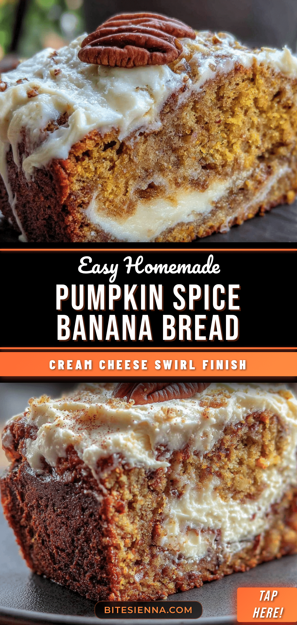 pumpkin spice banana bread with cream cheese swirl recipe