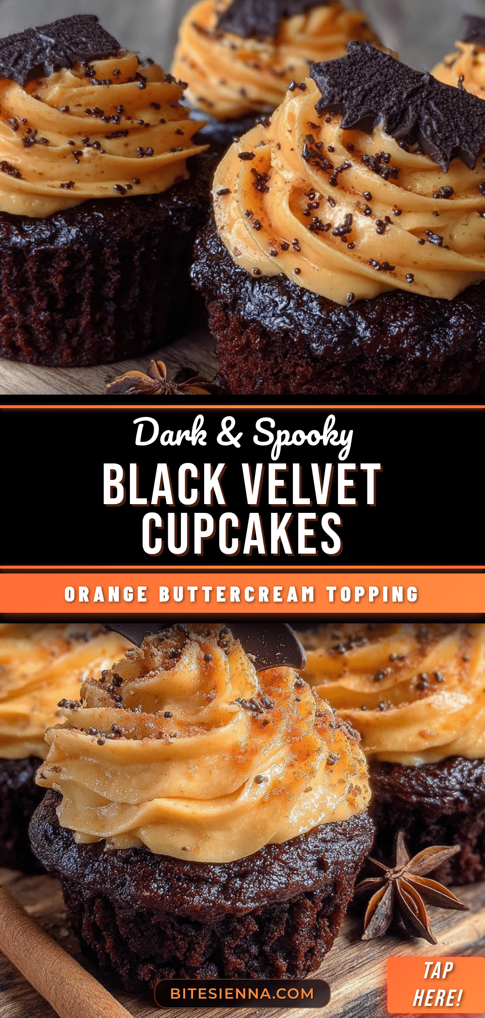 quick black velvet halloween cupcakes with orange buttercream recipe