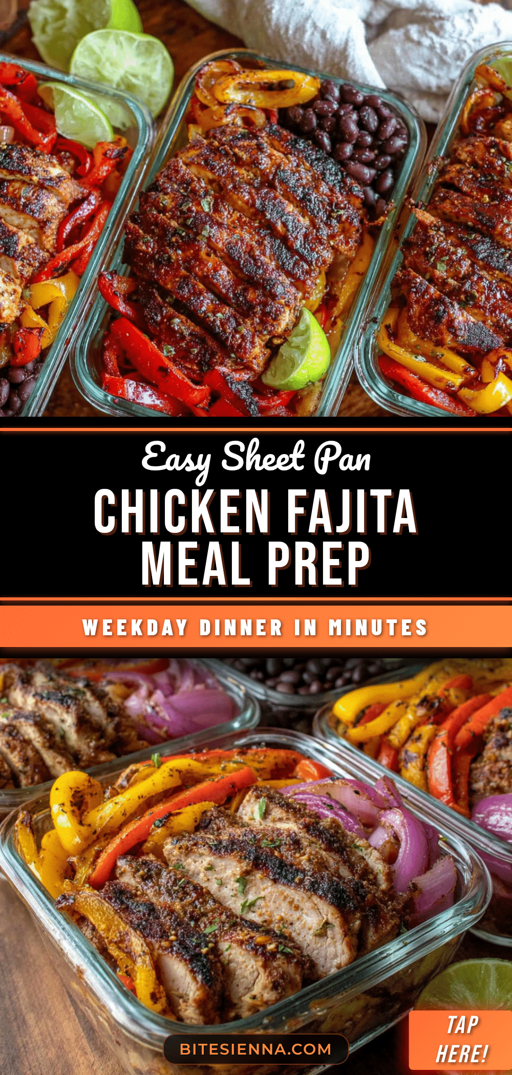 sheet pan chicken fajita meal prep bowls recipe