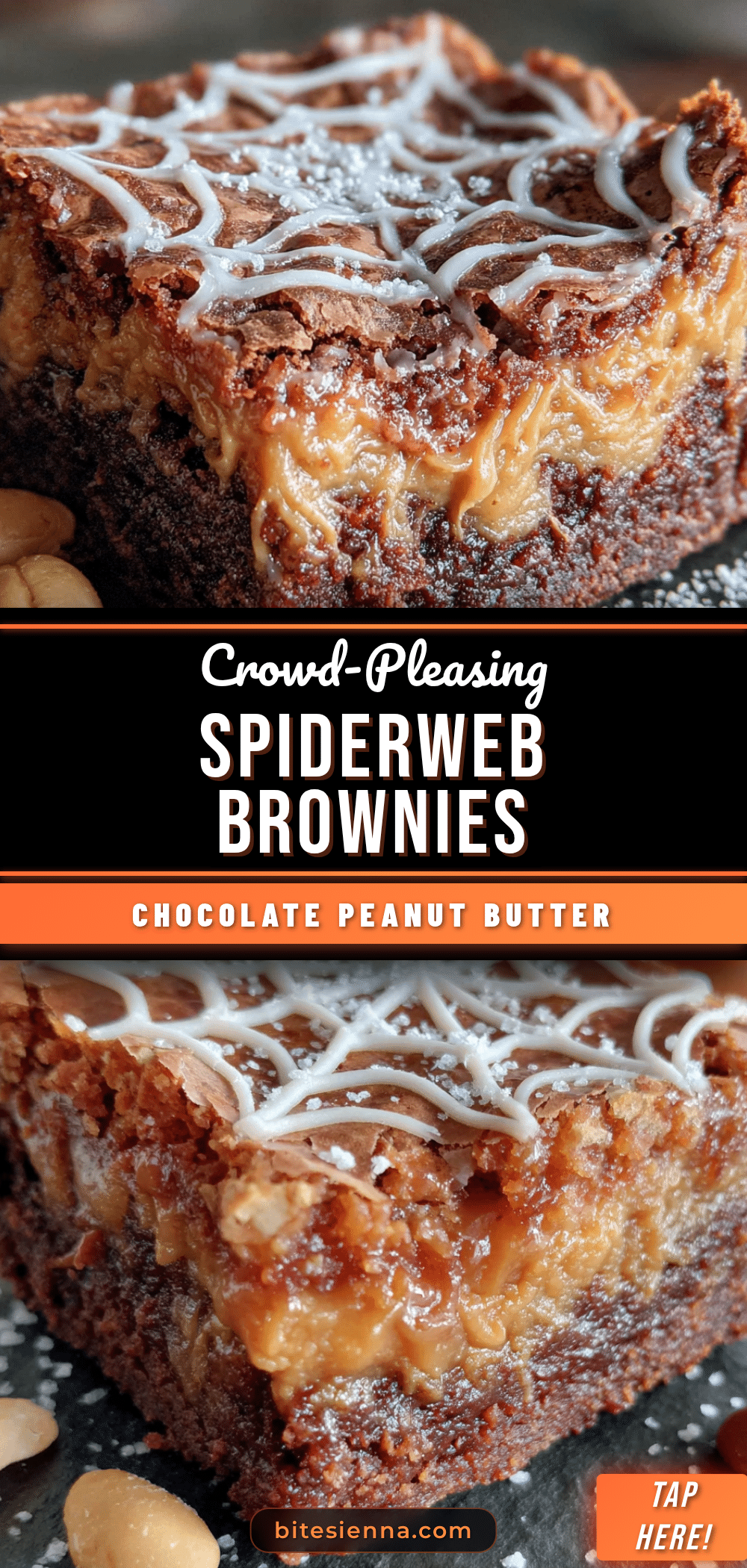 Spiderweb Chocolate Peanut Butter Brownies recipe