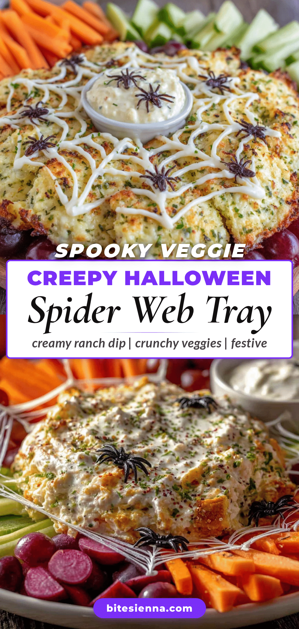 Spooky Veggie Spider Web Tray recipe