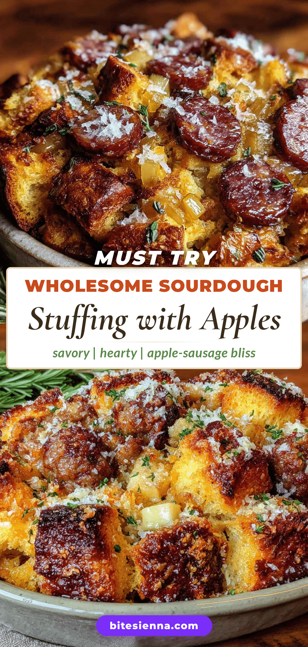 wholesome sourdough stuffing with apples and sausage recipe