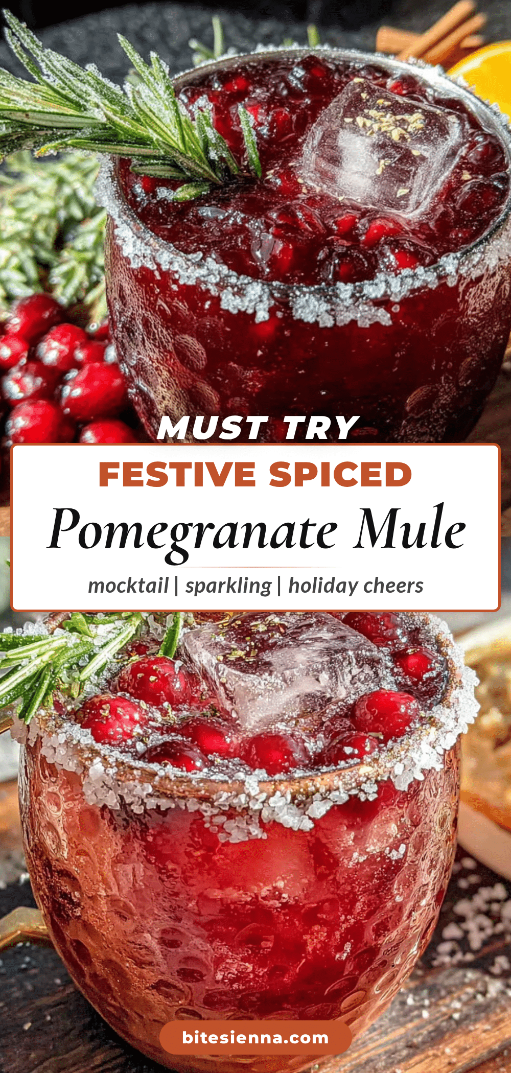 Festive Spiced Pomegranate Mule Mocktail recipe