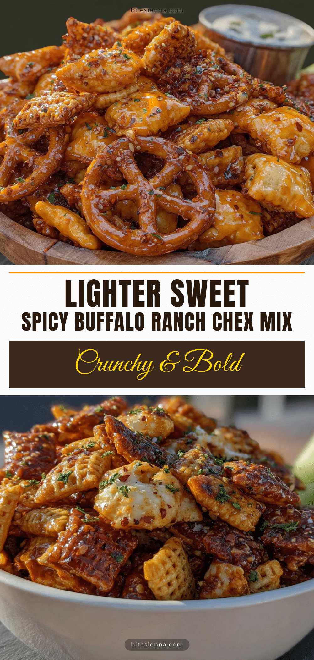 Lighter Sweet & Spicy Buffalo Ranch Chex Mix recipe
