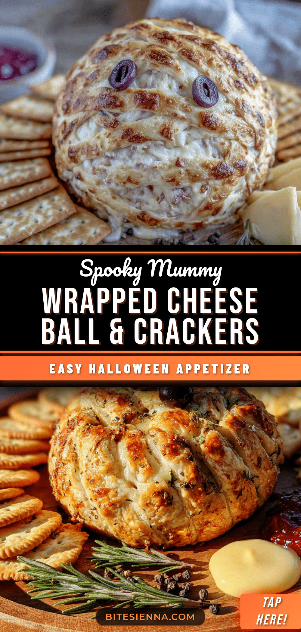 spooky mummy wrapped cheese ball recipe